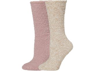 Barefoot Dreams Cozychic (r) 2 Pair Womens Sock Set Womens Sock Teaberry/Heathered Stone, Polyester