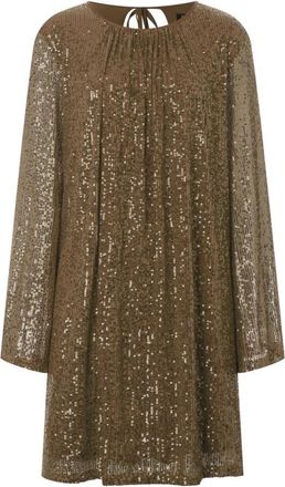 Ana Alcazar Glitter Jurk Zilver Stretch - Dames - Feestkleedjes - Grijs - S - Polyester - Kleedjes
