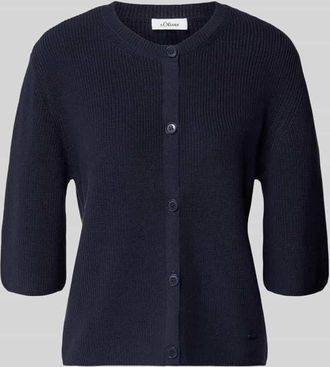 s.Oliver Red Label Regular Fit Strickjacke aus Baumwoll-Mix in Marine, Gr&ouml;&szlig;e 36