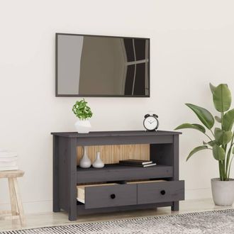 Berkfield Home TV Cabinet Grey 79x35x52 cm Solid Wood Pine | Size: 79 x 35 x 52 cm
