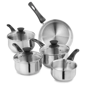 Lewis's 5 Piece Stainless Steel Pan Set with Bakelite Handle & Knob Home Kitchen | TJ Hughes Silver