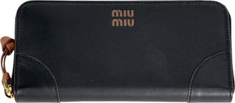 Miu Miu Black Leather Long Wallet (Bi-Fold) (Pre-Owned)