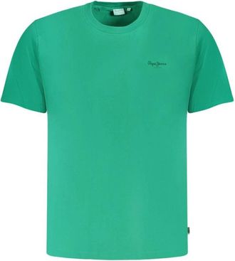 Pepe Jeans London T-shirt met ronde hals - Heren - T-shirts - Groen - M - Katoen - Tops