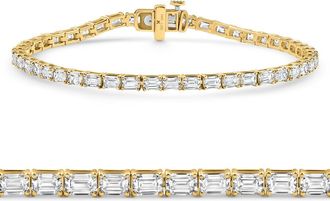 Pompeii3 7Ct Emerald Cut Diamond Tennis Bracelet 7 14k Yellow Gold Size: 7