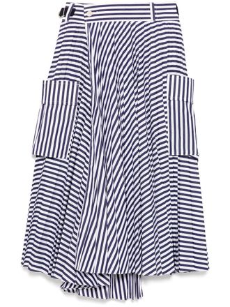 sacai strap pattern pleated skirt - women - Cupro/Cotton - 2 - Blue