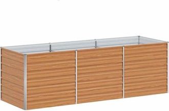 vidaXL Garden Raised Bed Light Brown 240 x 80 x 77 cm Galvanised Steel vidaXL