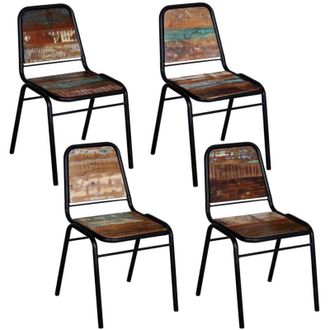 vidaXL Vidaxl - Sedie da Pranzo 4 pz in Legno Massello di Recupero
