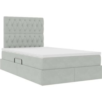 vidaXL with Mattress with Headboard Light Grey 120 x 200 cm Velvet vidaXL