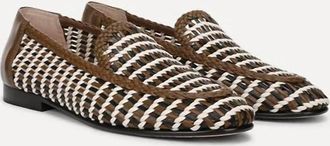 Veronica Beard Womens Prilla Woven Leather Loafer In Brown Multi