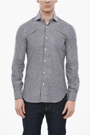 Barba Two-Tone Striped Cotton Poplin Shirt size 38