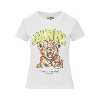 Ganni Jersey T-shirt with Tiger print Woman XS