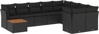 vidaXL Vidaxl - Set De Sof&aacute;s De Jard&iacute;n 10 Pzas Cojines Rat&aacute;n Sint&eacute;tico Negro