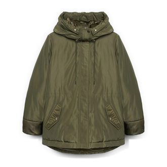 Fiorella Rubino Jassen, Dames, Groen, 3Xl, Leer, Parka met pluche capuchon