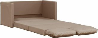 vidaXL Sof&aacute; Cama Suelo 2 En 1 Cuero Sint&eacute;tico Capuchino 112x174x55 Cm Vidaxl