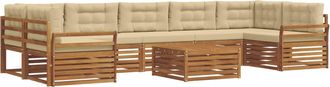 vidaXL Conjunto De Sof&aacute;s De Exterior 8 Uds. Natural Y Beige Vidaxl