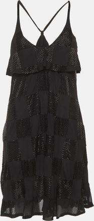 Emporio Armani Black Sequin Crepe Flared Mini Dress