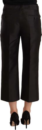 Dolce & Gabbana Womens Black Silk Flared Cropped Pants