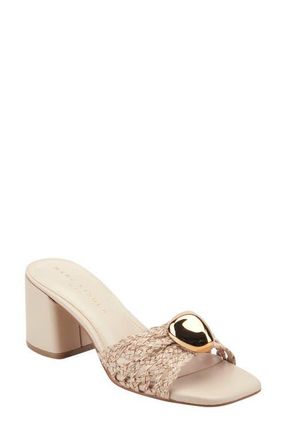 Marc Fisher Farrel Embellished Square Toe Slide Sandal in Light Natural at Nordstrom, Size 6.5
