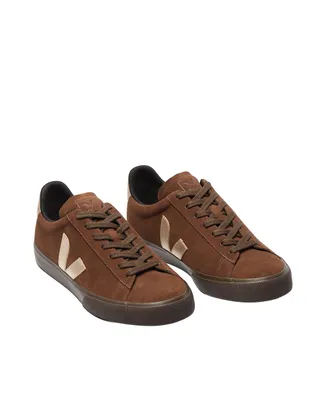 Veja Womens Sneakers Campo Suede Walnut-Platinum-Eagle Trainers Walnut/platinum/eagle