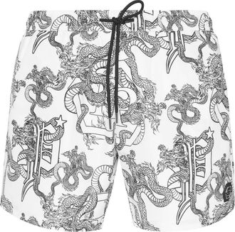 Philipp Plein Badmode, Heren, Wit, S, Polyester, Medium Boardshort