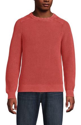 Lands End Drifter Cotton Crewneck Sweater in Sea Coral at Nordstrom, Size Xx-Large
