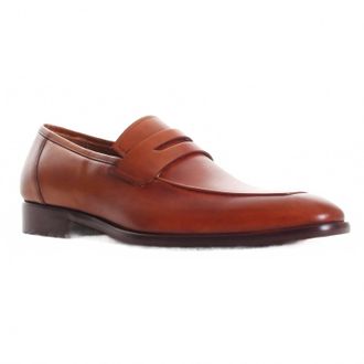 Mezlan Mens Calfskin Penny Loafers In Cognac