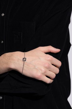 Fendi Bracelet With Logo, Mens, Silver