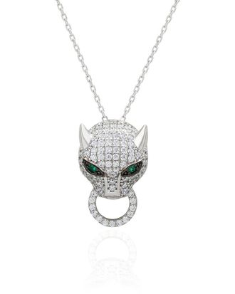 Suzy Levian Suzy Levian Silver Cz Panther Necklace