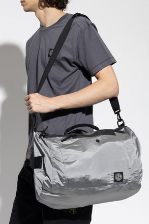 Stone Island Hand Luggage Bag With Logo Patch, Mens, Grey
