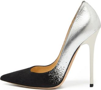 Jimmy Choo London metallic leather stiletto heels - Black