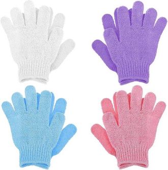 OEM 4 Pa&ntilde;os Exfoliantes De Doble Textura Para Ducha, Guantes De Ba&ntilde;o Para Exfoliar La Piel Muerta, Pa&ntilde;os De Lufa Natural