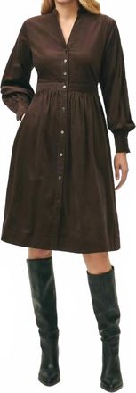 Brooks Brothers Corduroy A-Line Shirt Midi Dress In Brown
