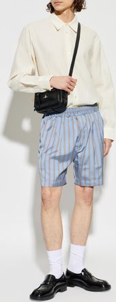 Tom Ford Silk Shorts With Striped Pattern, Mens, Blue