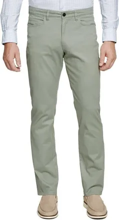 Johnston & Murphy Straight Leg Stretch Stretch Pima Cotton Pants in Sage at Nordstrom, Size 38
