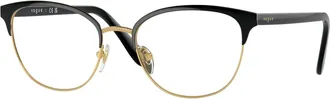 Vogue Eyewear Womens Vo 4088 Clubmaster Eyeglasses In Black With Gold