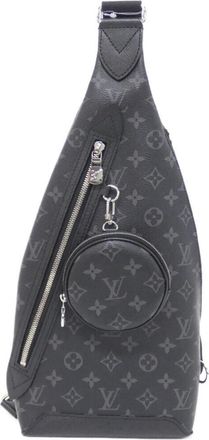 Louis Vuitton Black Coated Canvas Leather Pouch Shoulder Bag (Pre-Owned)