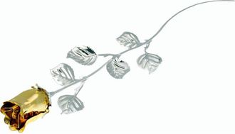 OEM Gran Grabado De Flor Eterna De Rosa Dorada Ba&ntilde;ada En Plata Tama&ntilde;o: 30 Cm Sku: Bg1765g