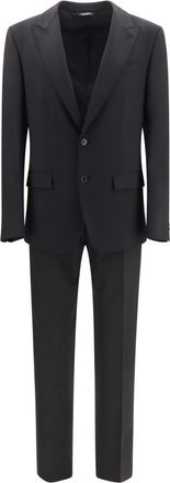 Dolce & Gabbana Black Solid Peaked Lapel Suit