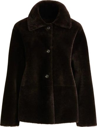 Kiton Omkeerbare Shearling Jas - Dames - Jassen - Bruin - XS - Satijn - Jassen