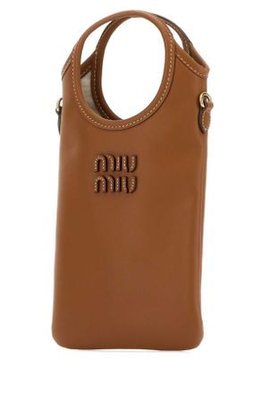 Miu Miu Womens Caramel Leather Phone Case Cognac Extra-Accessori