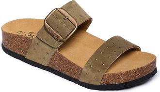 Plakton Claire Double Strap Slide Sandal in Soft Green Studded Suede at Nordstrom Rack, Size 10Us / 41Eu