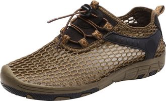 Generic Fashion Spring and Summer Men Sports Shoes Flat Bottom Lightweight Mesh Breathable Comfortable Solid Color Features: Shoes Canvas Men (Brown, 6.5)