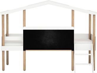 Muemue Cama cabaña con pizarra mdf blanco 90x200cm