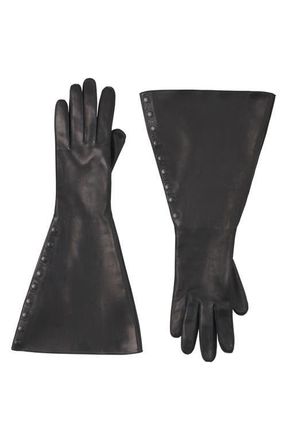 Lanvin Large Leather Gloves in Black at Nordstrom, Size 6