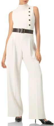 Ivonne Sleeveless Belted Jumpsuit in Ivory at Nordstrom, Size 10