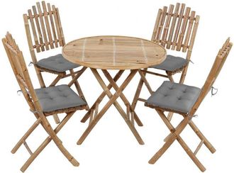 vidaXL Vidaxl - Set De Comedor De Jard&iacute;n Plegable 5 Piezas Con Cojines Bamb&uacute;