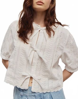 M&eacute;lissa Nepton Giana Eyelet Blouse In Off White