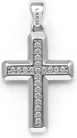 Lagos Mens Anthem Diamond Cross Pendant in Silver at Nordstrom