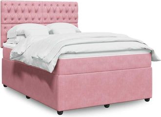 vidaXL Vidaxl - Cama Box Spring Con Colch&oacute;n Terciopelo Rosa 140x190 Cm