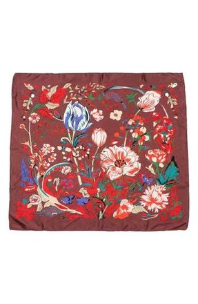 MARCUS ADLER Floral Satin Scarf in Burgundy at Nordstrom Rack